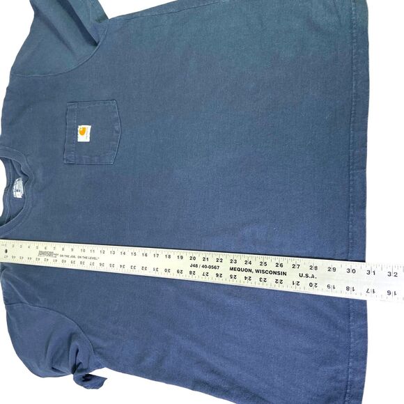 Carhartt Shirt Mens Relaxed Navy Blue Loose Fit Pocket Tee Size XL Crew Neck - Picture 10 of 10